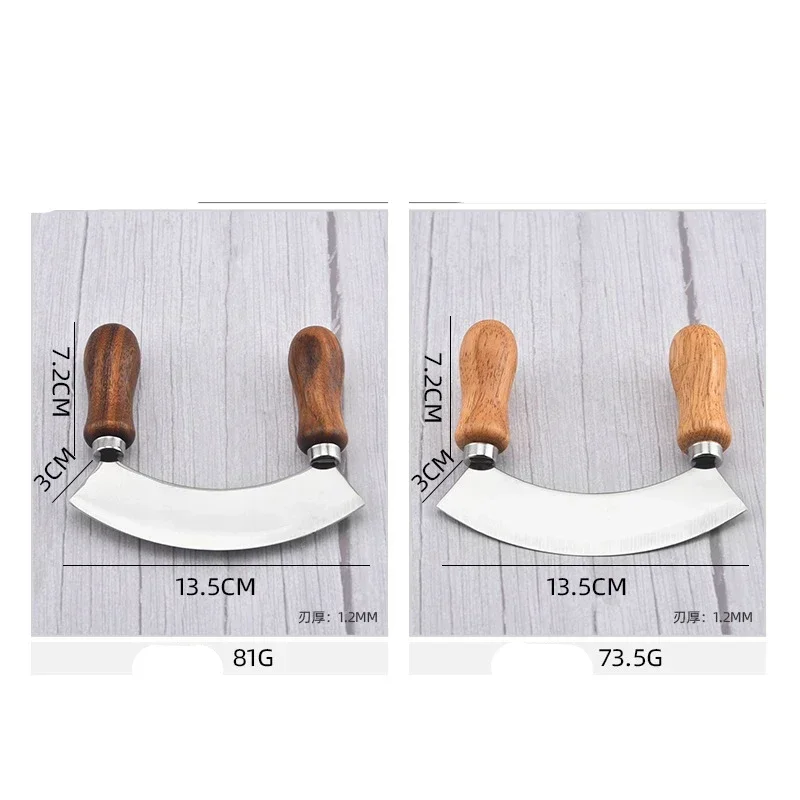 Pizza Cutter Stainless Steel Wooden Handle Swing Cutter Double Handle Pizza Cutter Wheel Knife Sawtooth Shovel Kitchen Baking Scraper Tool