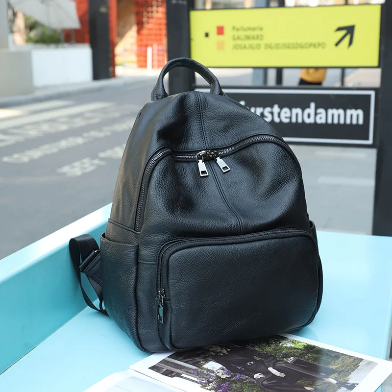 Head layer cowhide leather shoulder bag Ms. 2023 new hundred and soft leather girl bag simple fashion backpack large capacity 6