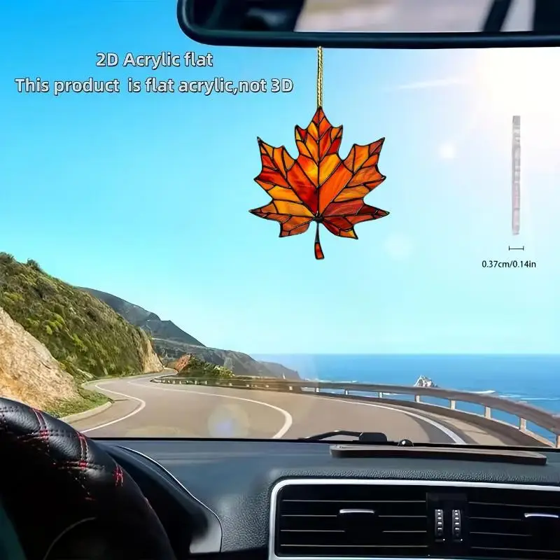 2D Flat,Thanksgiving Acrylic Maple Leaf Light Catcher, Classic Autumn Celebration Home & Door Decor,Christmas & New Year Gifts