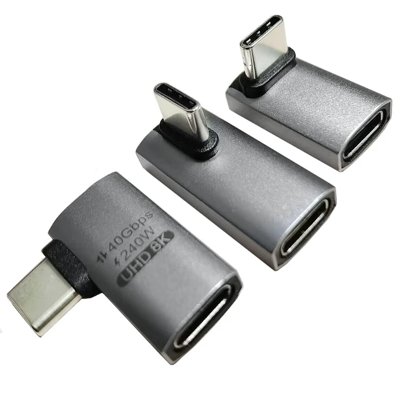 Rechtwinkliger Winkel 8k 40g 240w USB 4,0 Typ C Stecker zu Buchse Audio Video Lade adapter Anschluss USB C Stecker Buchse Adapter – Detail 2