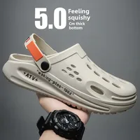Large Size Unisex Summer Slippers Beach Sports Sandals Anti-Slip Clog Shoes Flat Head Thrown Away Feeling EVA Material