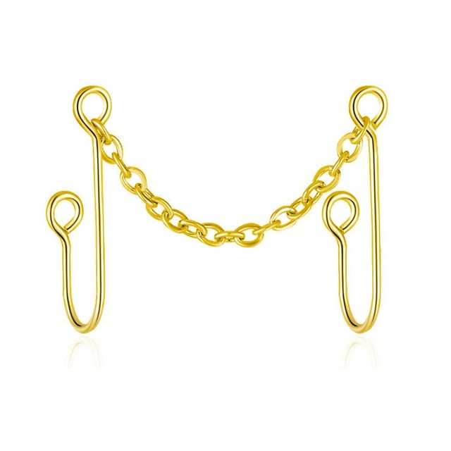 Double Nose Piercing Chain Women Heart Nose Clip Chain Stainless Steel Nose Stud Earring Pierced Chain Jewelry Decoration