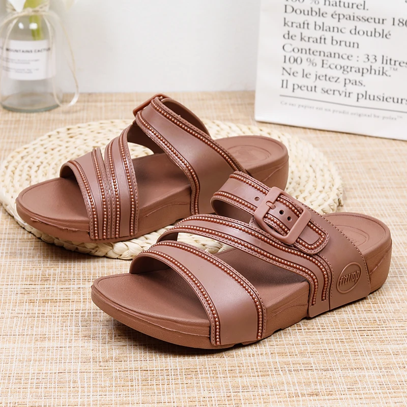 

MILIKUYOU 2023 Summer Women's Slippers Rome Wedges Causal Platform Beach Shoes Comfortable Wear-resisting Ladies Slides
