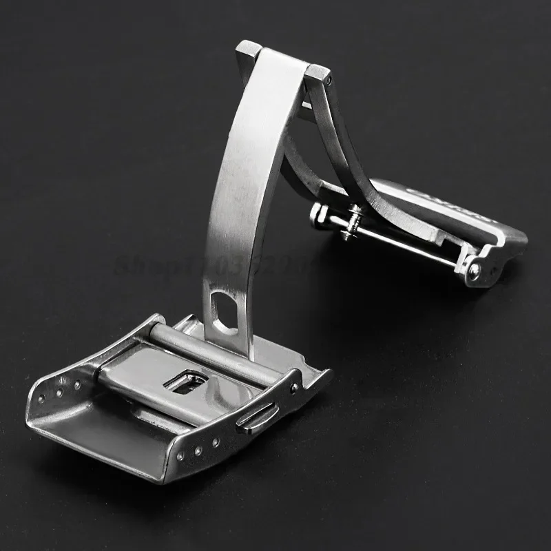 Silver Folding Safety Milled Clasp - Stainless Steel Deployant Watch Buckle Replacement