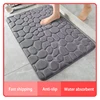 3D Non Slip Bathroom Mat Cobblestone Embossed Bath Mats Absorbent Doormat Carpet Door Floor Mats Machine Washable Quick Drying 1