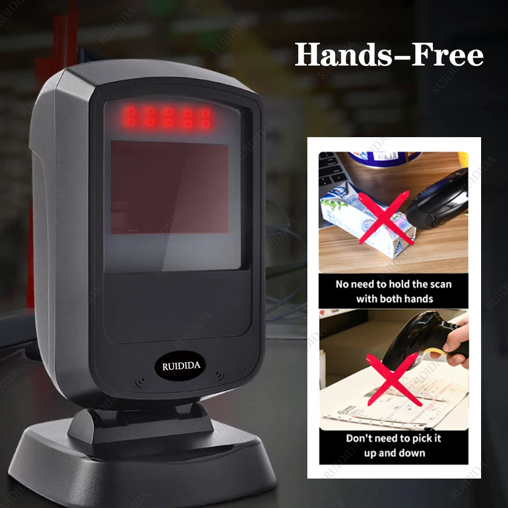 scanner printer 1D 2D Supermarket Hands-Free Barcode Bar Code Scanner QR Code PDF417 USB Platform Big Desktop Reader Wired Store Shop Scanning computer scanner