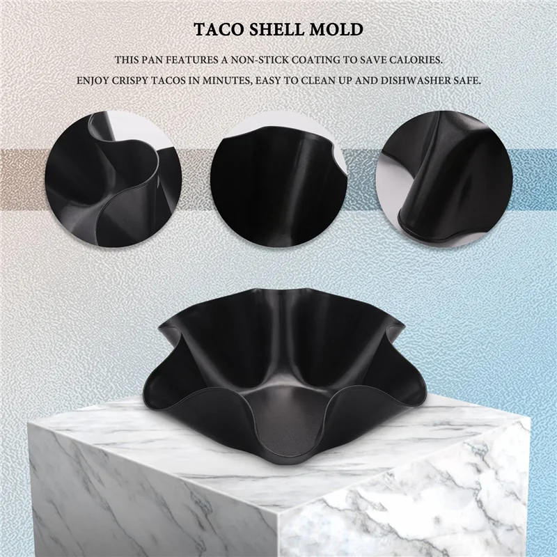 Large Non-Stick Fluted Tortilla Shell Pans Taco Salad Bowl Makers, Non-Stick Carbon Steel, Set Of 4 Tostada Bakers