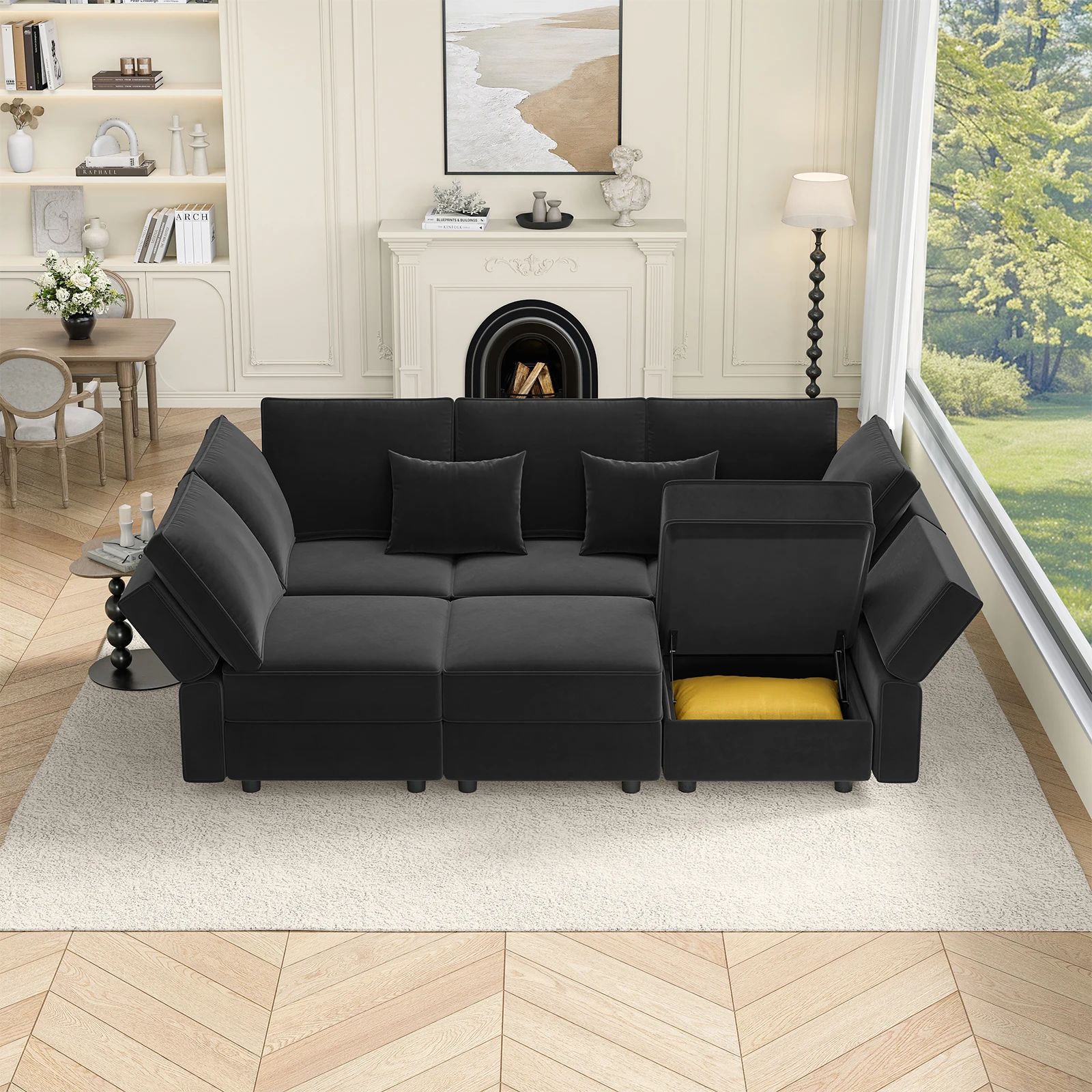 Velvet Modular Sleeper Sofa 1