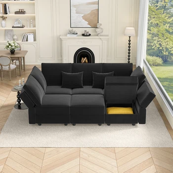 Velvet Modular Sleeper Sofa 1