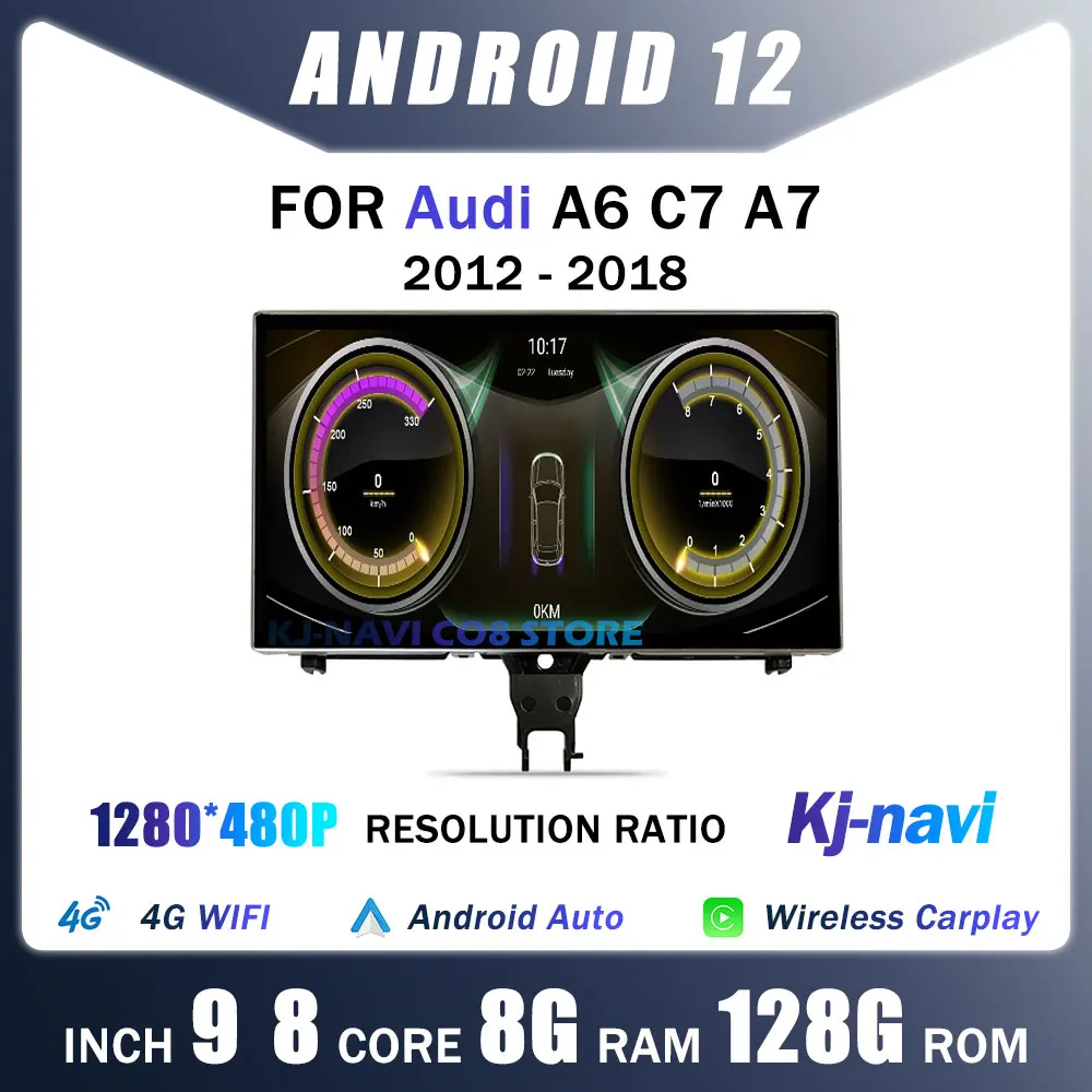 

9" Android 12 For Audi A6 C7 A7 2012-2018 Car Multimedia Player Auto Stereo Radio WIFI 4G Carplay BT IPS Touch Screen GPS Navi