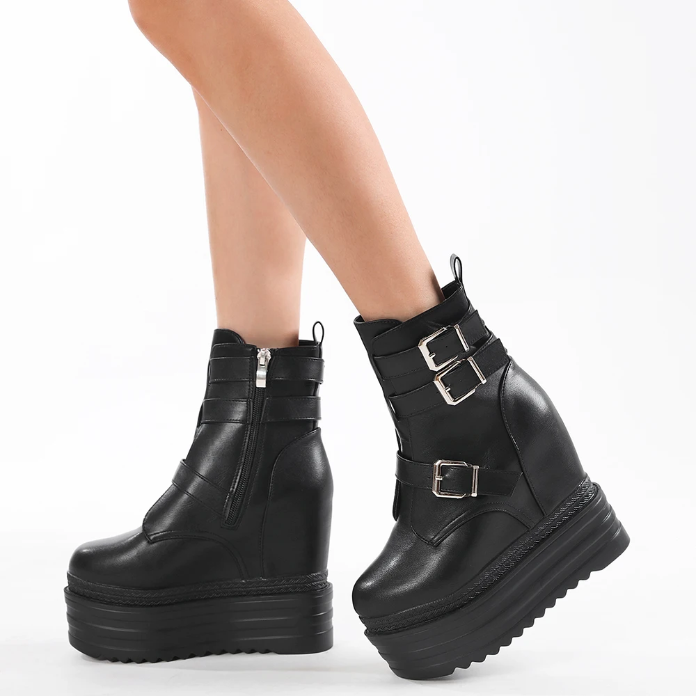 Gdgydh Women's Trendy Platform Boots Fashion Side Zipper