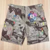 New Men's Summer Camouflage Shorts Colored Splicing Leather Letter Knee Jeans Tactical Khaki Shorts 2