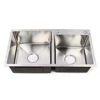 780*430*210mm Kitchen 2 Sink Double Bowl Undermount Composite Drop-in Stainless Steel Double Basin w/Drainer 5
