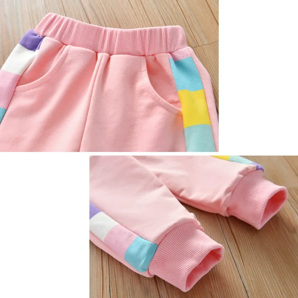 Girls Clothing Sets Kids Sweatshirt+pant 2pcs Suit Spring Autumn Tracksuit Children's Rainbow Sportswear Clothing Casual