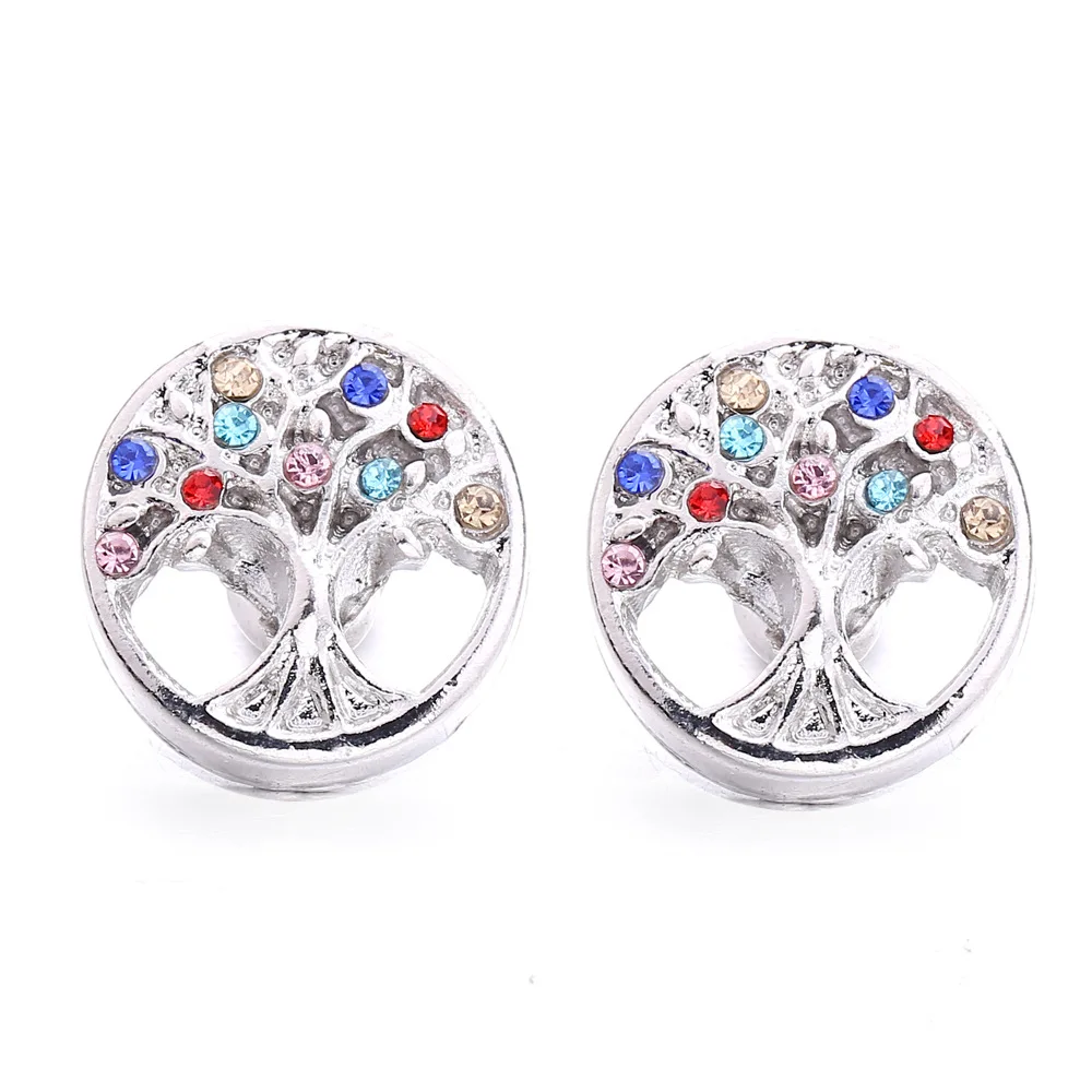 20pcs  Crystal Tree of Life 12mm Metal Snap Buttons for DIY Interchangeable Snap Button Bracelet Necklaces Earrings Snap Jewelry