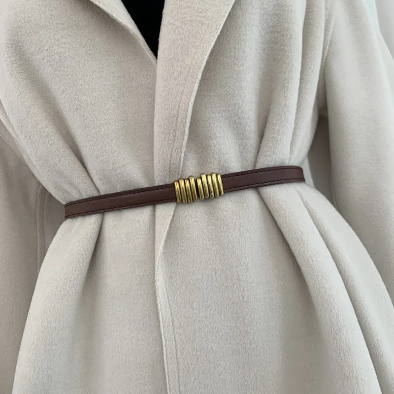 Female Elastic Belt Thin Waist Strap Circle Belt for Women Skirt Coat Sweater Leather Ladies Band Decoration Accessories