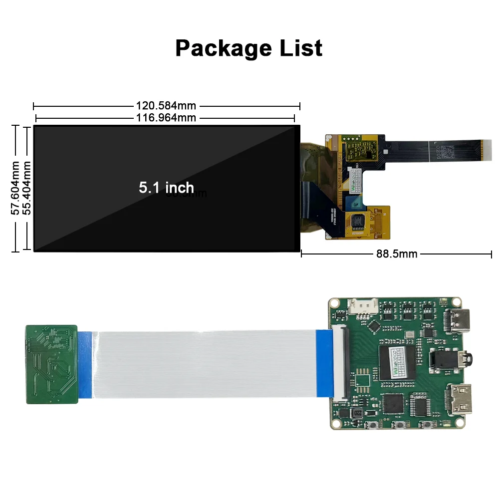 Wisecoco 5.1인치 유연한 AMOLED 터치 디스플레이 720x1520 라즈베리 파이 스마트 장치 DIY용 온셀 용량성 MIPI 스크린