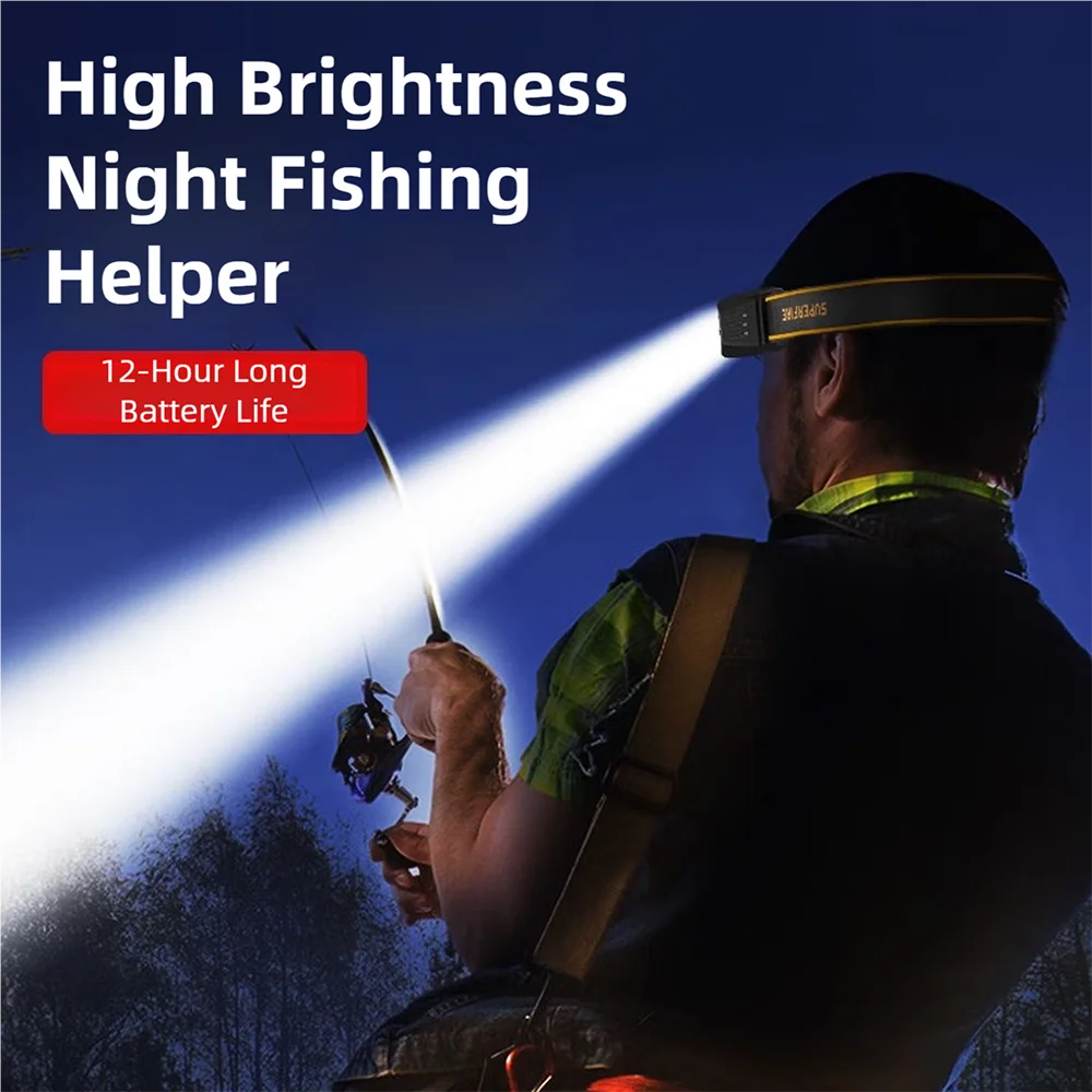 TINSOL 미니 강력한 하이킹 캠핑 헤드램프 USB C 충전식 헤드 라이트 LED 센서 헤드라이트 작업용 전면 헤드 램프