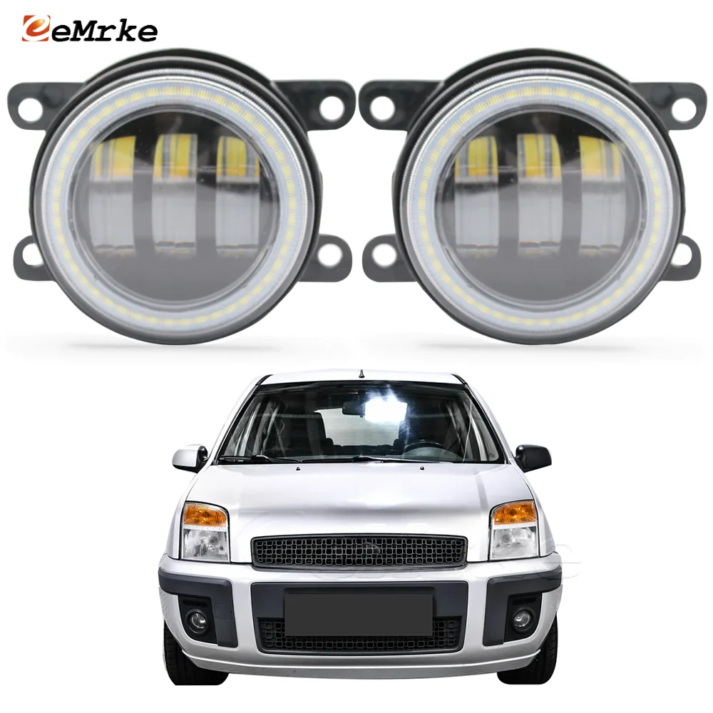 

2PCS Led Light Assembly for Ford Fusion (JU_) Estate 2006-2012 Car Anti Fog Lighs Lens Angel Eye Led DRL Daytime Running Lamp