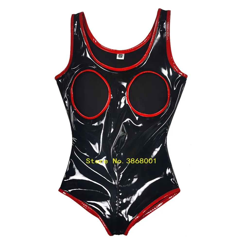 

Ladies mirror latex ammonia one-piece sexy bikini swimsuit night catwalk hollow chest jumpsuit