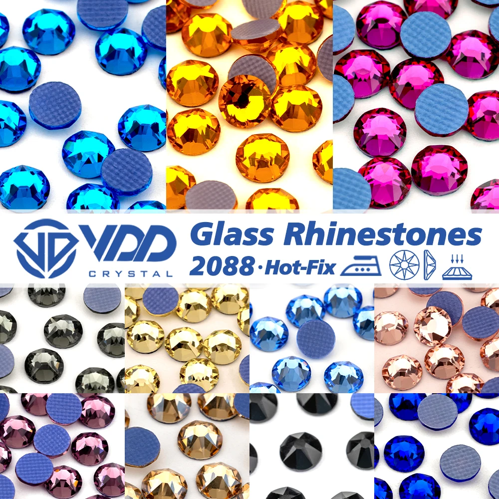 VDD Top Qualität AAAAA Hot-Fix 2088 8 Große 8 Kleine Glas Kristall Strass Flatback Glitter Steine Für DIY Kleidung Hochzeit Kleid