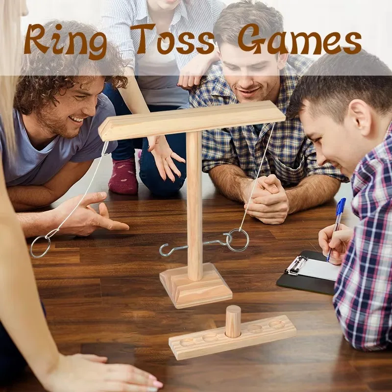 Creative Wooden Hook Ring Game Fast-paced Bar Drinking Interactive Two-player Battle Toss Game Adult Children Family Party Toy 4