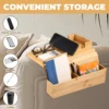 Bamboo Couch Cup Holder with Side Storage Pocket Anti-Slip Bamboo Sofa Armrest Tray Foldable Sofa Cup Holder for Cup Snack Drink 4