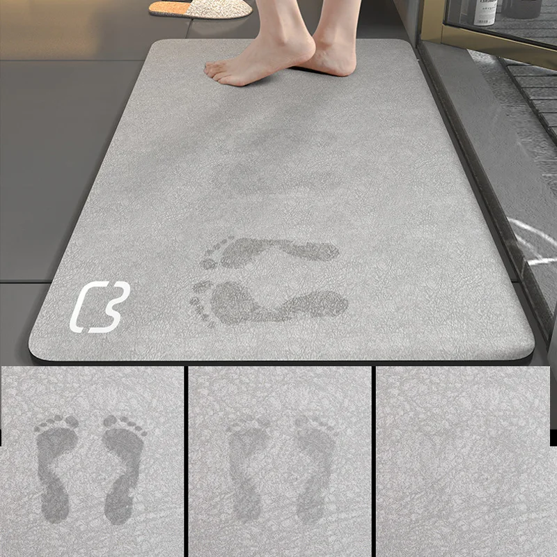 thumbnail image 2 of Alfombrilla de baño rectangular sólida, alfombra de baño absorbente de diatomita, alfombra de baño antideslizante, de secado rápido, para ducha, bañera, felpudo, 2 of 5
