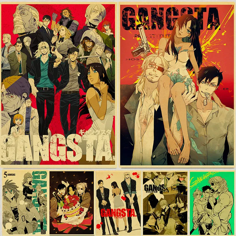 

Japanese Comics GANGSTA. Poster Home Room Decor Wall Stickers Kraft Papar Prints and Posters Fans Collection Art Painting