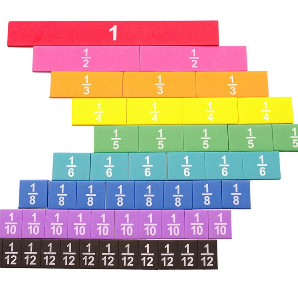 

Math Toys EVA Rainbow Fraction Bar Teaching Aid Problem Fraction Demonstrator Math Fraction Denominator Operation Teaching Aid
