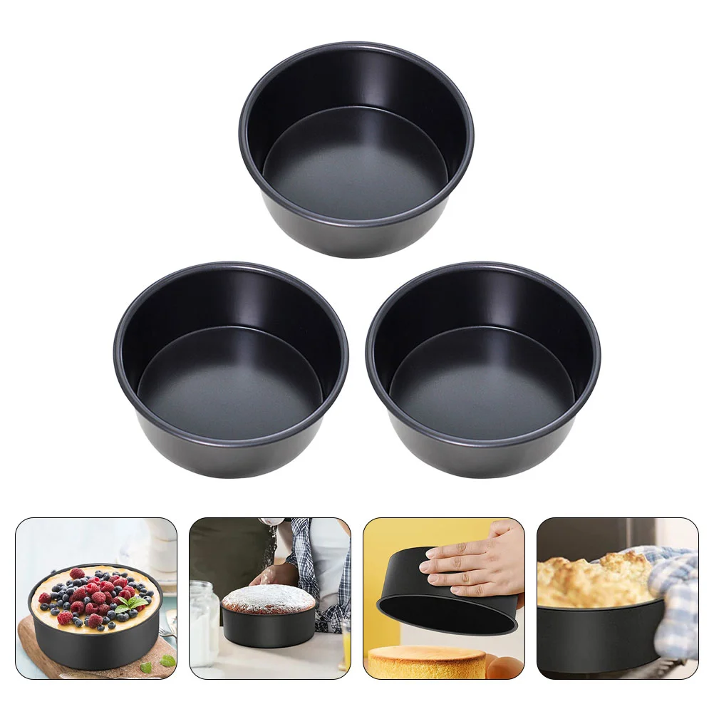 

3pcs Cake Mold Baking Pan Nonstick Cake Tin 4 Inch Aluminum Alloy Cake Pan