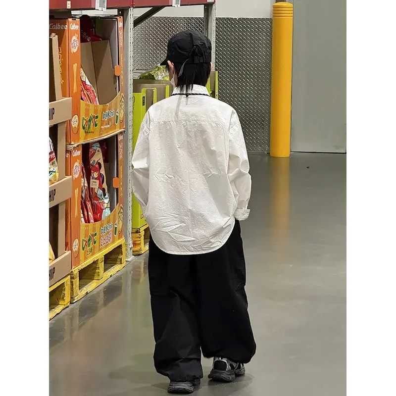 Boys Long Sleeve Shirt Baby Spring Autumn White Korean Style Children's Clothing Male Toddler Spring Summer Autumn Winter