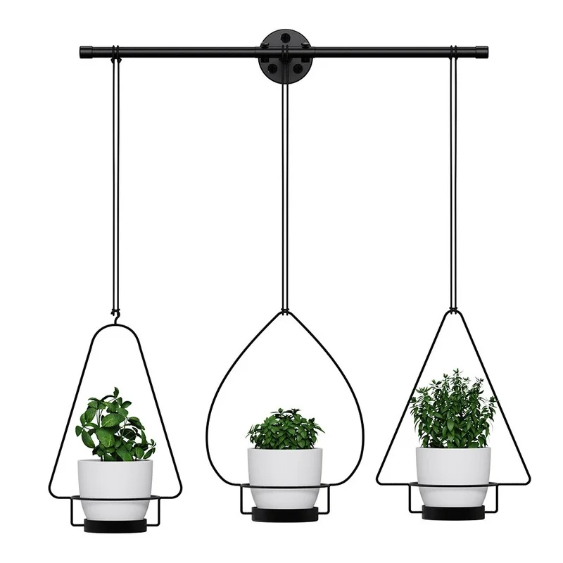 

Hanging Planter Pots for Window Wall Black Plant Hanger Herb Garden Indoor Adjustable Home Decor Flower Pot Basket Holder
