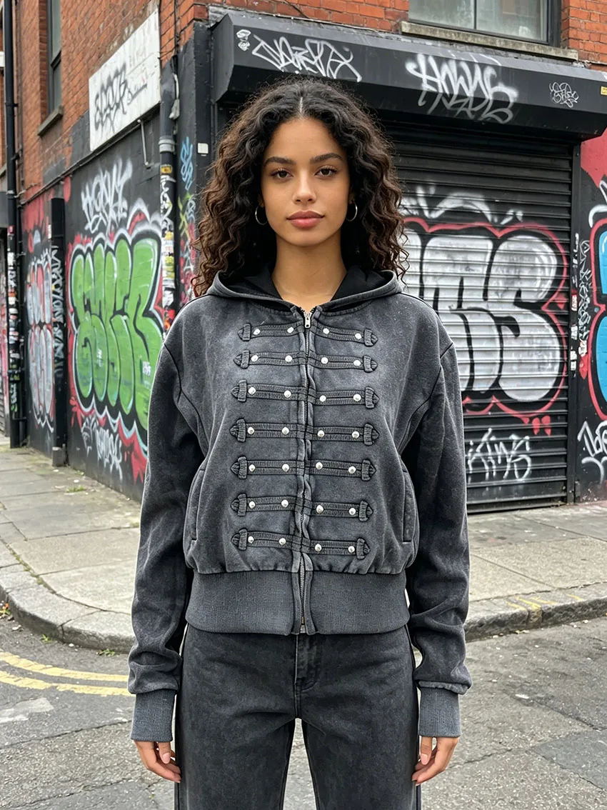 Vintage Acid Wash Hooded Jacket