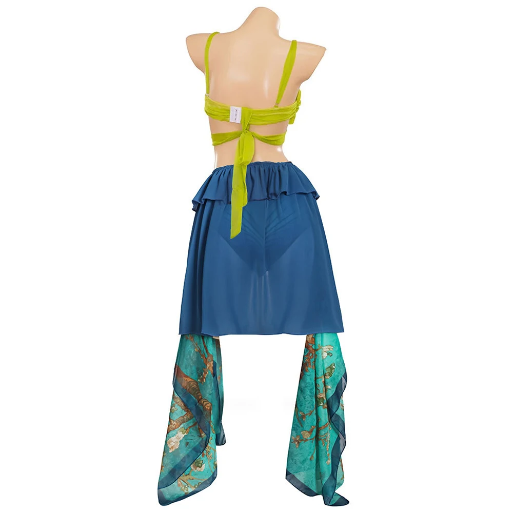 90s Pop Star Inspired Costume with Bra Top and Short Skirt for Stage Performance