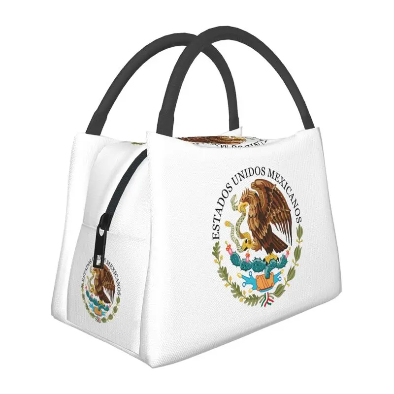 

Coat Of Arms Of Mexico Insulated Lunch Bags for Women Mexican Flag Seal Resuable Cooler Thermal Food Lunch Box Work Travel