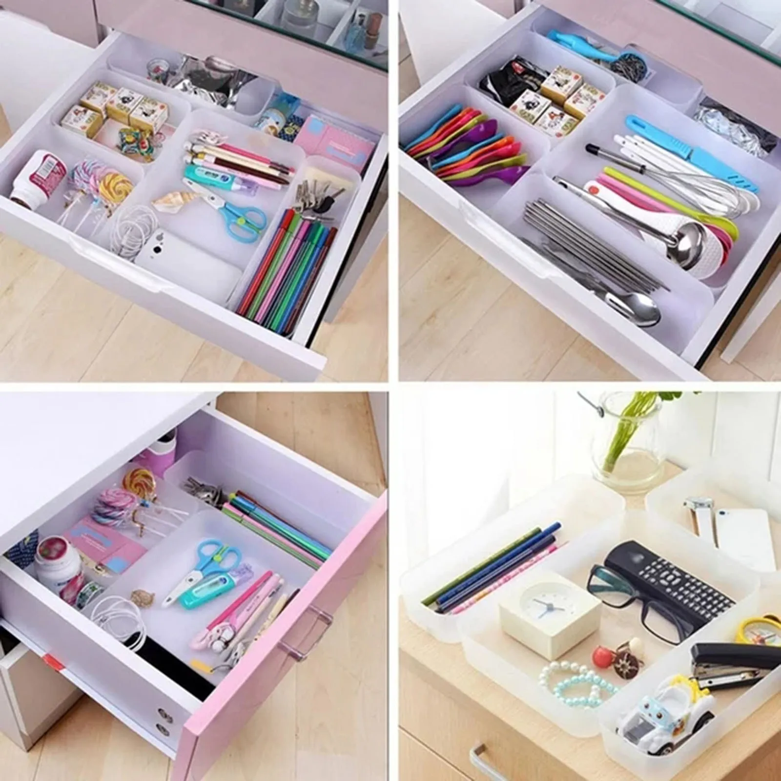 Kitchen Drawer Organizer Expandable Silverware Organizer/Utensil Holder And Cutlery Tray Spoon Cutlery Storage Zippe Bags 4