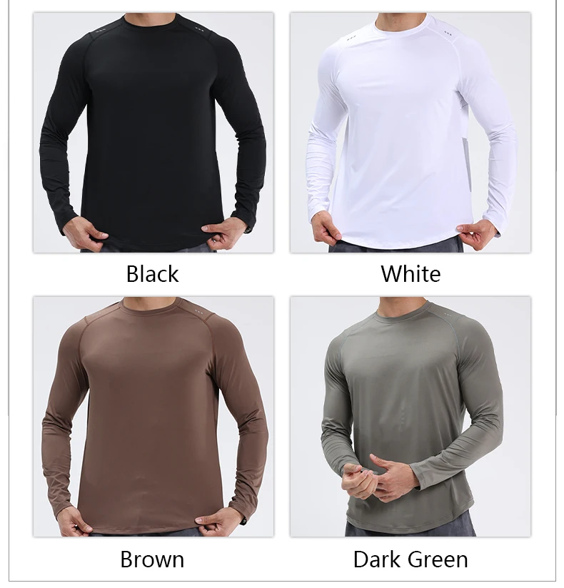 Men Compression Shirt - Long Sleeve Running Gym Top With Moisture Wicking Fabric