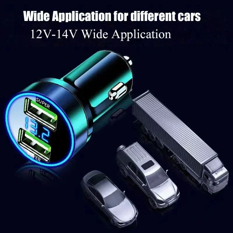 240W Car Charger Fast Charging 2 USB Ports Adapter for IPhone Samsung Xiaomi Quick Charging Chargers with Digital Display images - 6