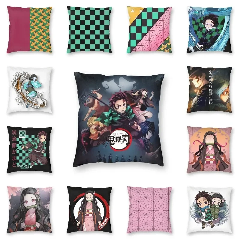 

Demon Slayer Kimetsu No Yaiba Cushion Cover Double Side 3D Print Anime Manga Throw Pillow Case for Sofa Pillowcase Decorative