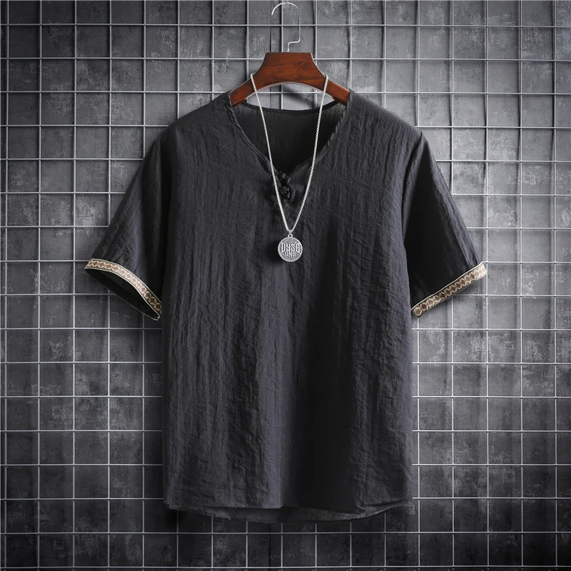Japanese Style Kimono Men Summer Men Three Quanter Sleeve T-shirt Asian Clothes Traditional Chinese Clothing Japanese New