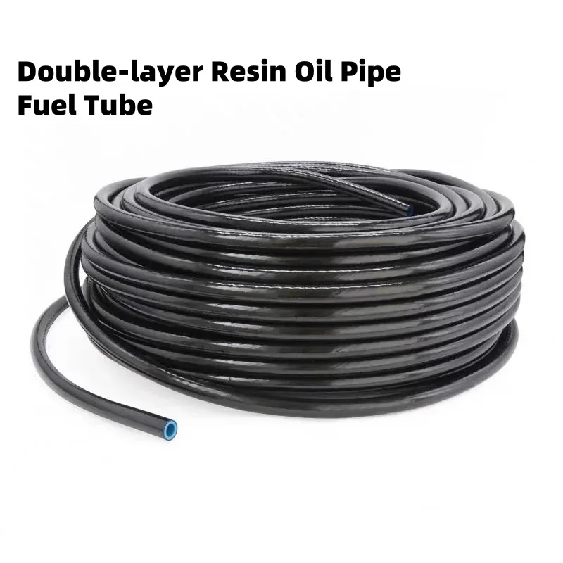 1M Double-layer Resin Oil Pipe Fuel Tube Oil-resistant Wire-clamping Tubing Petrol Hose Diesel Pipeline Black Core 6~14mm