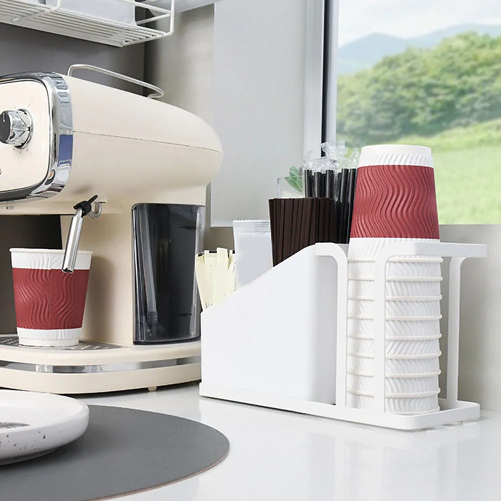 Disposable Cup Holder Rack Shelf For Coffee Paper Cup Spoon Fork Straw Sugar Tea Bag Storage Box Cup Container Desktop Storage 3