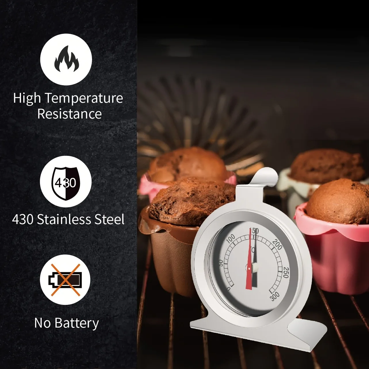 Hot selling oven Thermometer BBQ Baking 2-Inch Dial Classic Series  Stainless Steel  kitchen thermometer 2