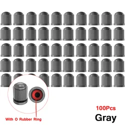 Premium Airtight Seal Tire Valve Caps - Durable Plastic Dust Covers with O - Ring Protection (50pcs - Grey)