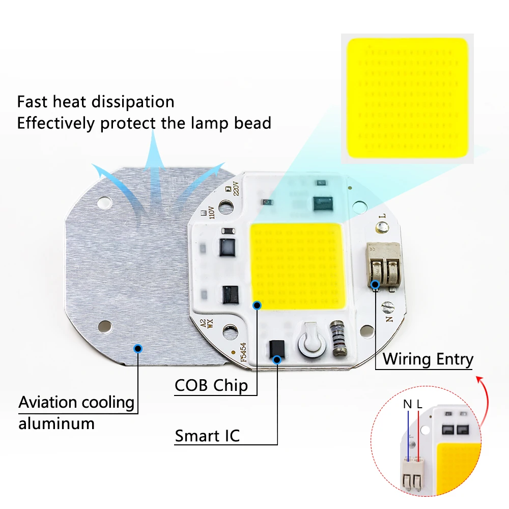 LED Grow Light Grow Light 5PCS Grow light 100W 70W 50W NO Driver COB LED Chip for Spotlight Floodlight 220V 110V Integrated Light Beads Aluminum