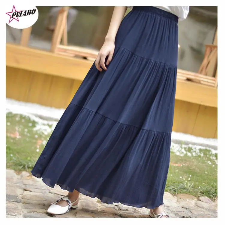 

y2k Summer y2k Women White Long Skirt High Waist Stretch Cotton And Linen Skirts Saia Women A-Line Skirt Faldas Jupe Femme