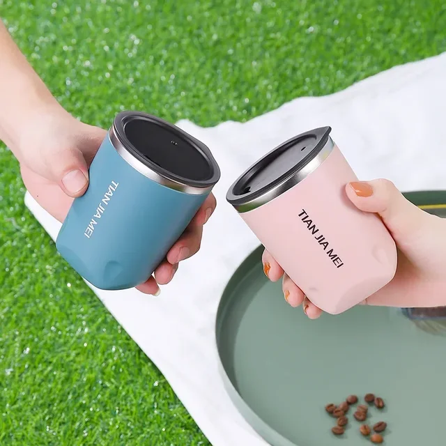 Tasse thermos portable exquise pour hommes et femmes, acier inoxydable 300, tasse à eau simple, tasse à café au lait pour le bureau et la maison, 304 ml 2