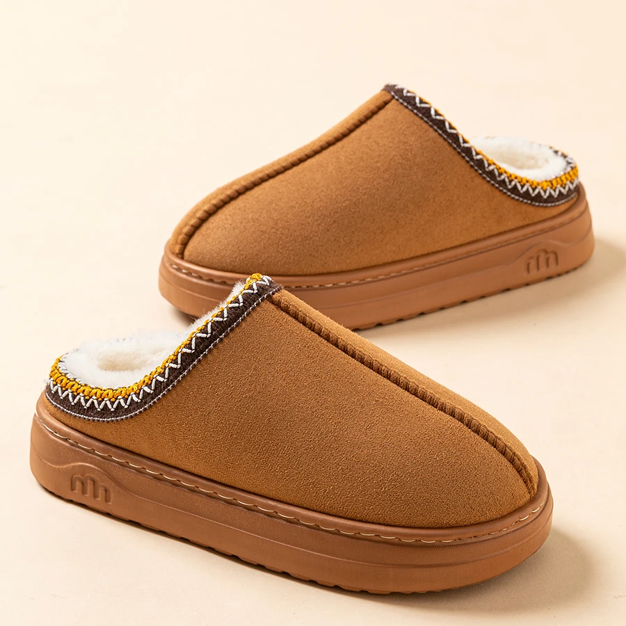 Men's Winter Slippers Fashion Indoor Leisure Warm Soft Sole Outdoor Anti-slip Comfort Women Home Fuzzy Fur Shoes Couple — view 4