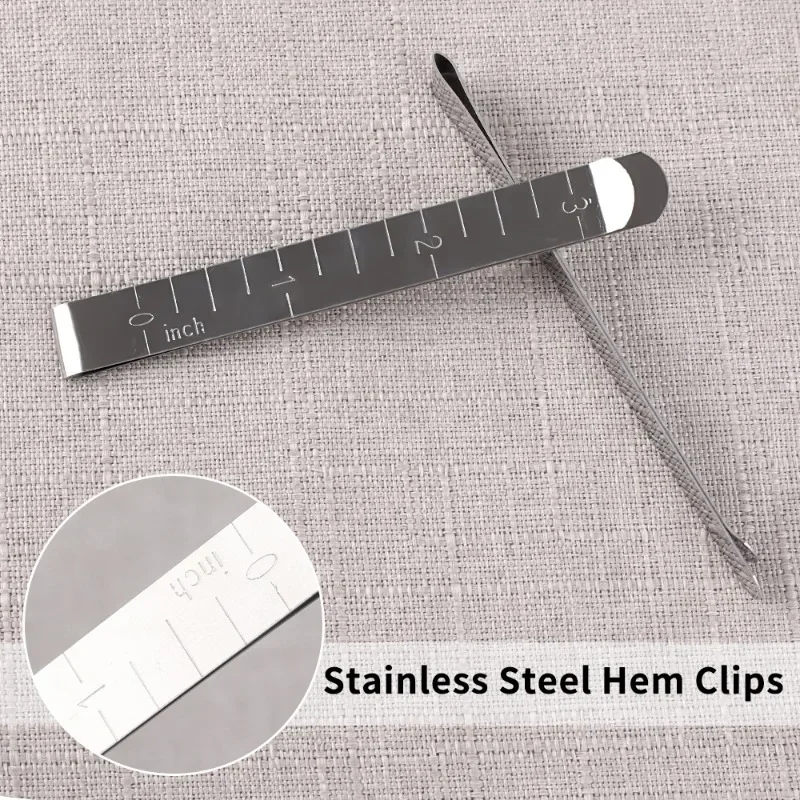 10/1PCS Metal Sewing Clips Stainless Steel Hemming Ruler 3 Inches Clip for Fabric Measuring Quilting DIY Sewing Accessories sewing clips garment clips